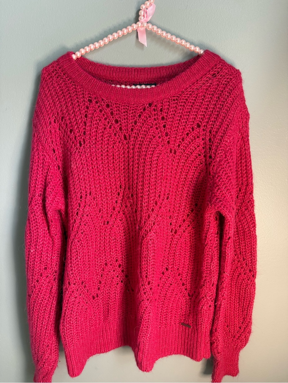 Abercrombie & Fitch Pink Open Knit Alpaca Blend Sweater M